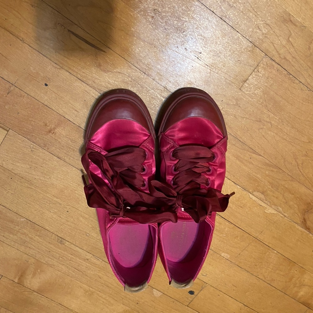 Scotch and soda platform pink satin sneakers